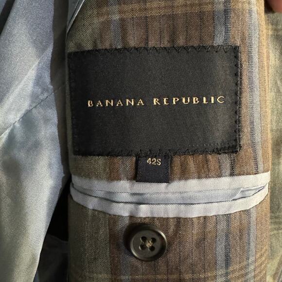 Vintage Banana Republic Sport Coat Linen
Blend Plaid Three Button Size 42S - Picture 8 of 9